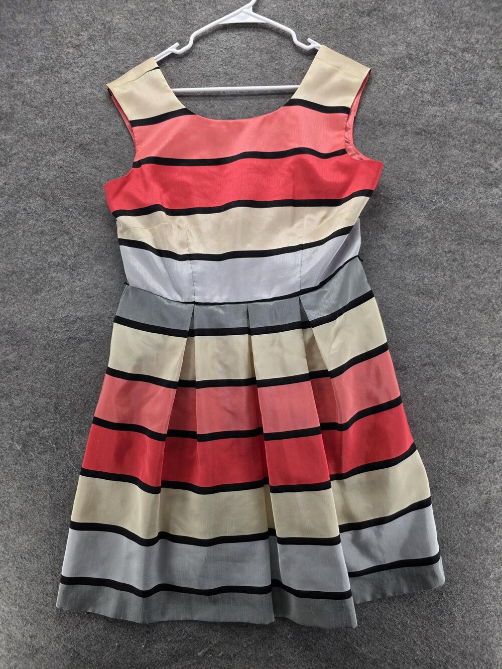 Danny & Nicole Dress Womens 14 Multicolor Fit & Flare Knee Length Striped
